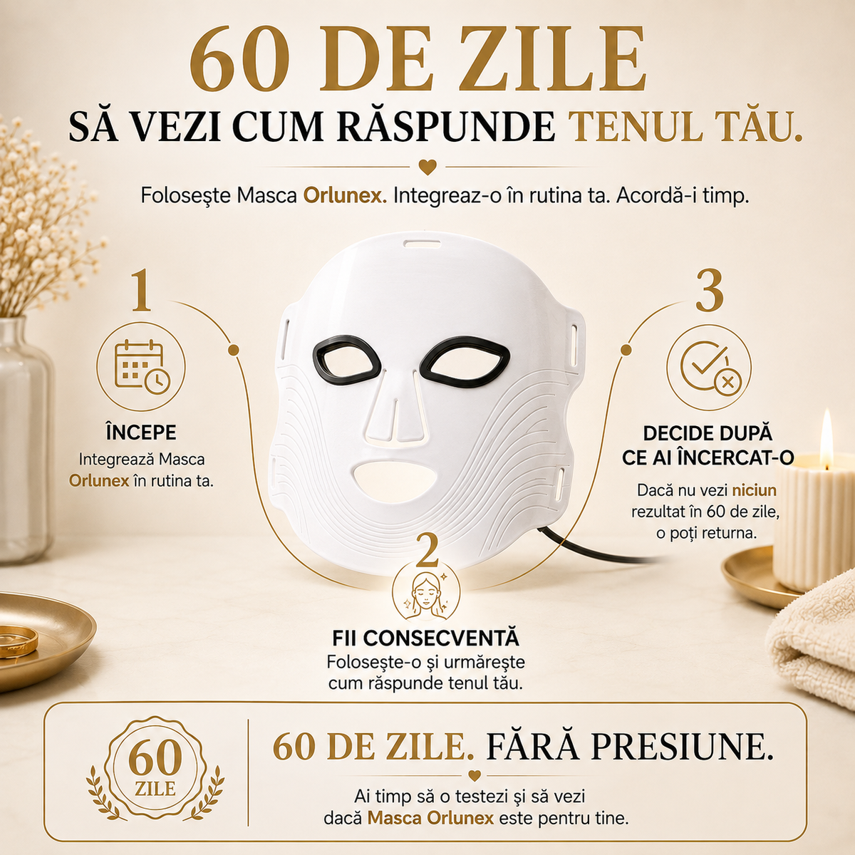 Mască LED de terapie facială ORLUNEX™