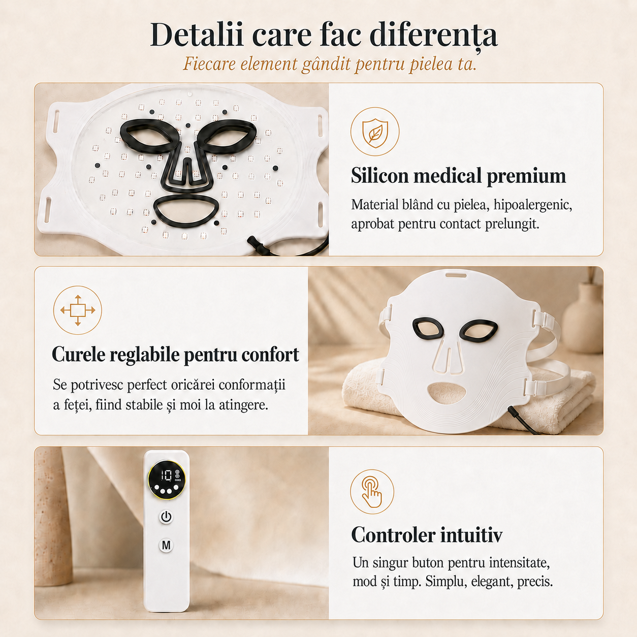 Mască LED de terapie facială ORLUNEX™