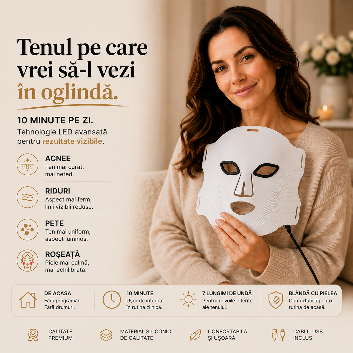 Mască LED de terapie facială ORLUNEX™